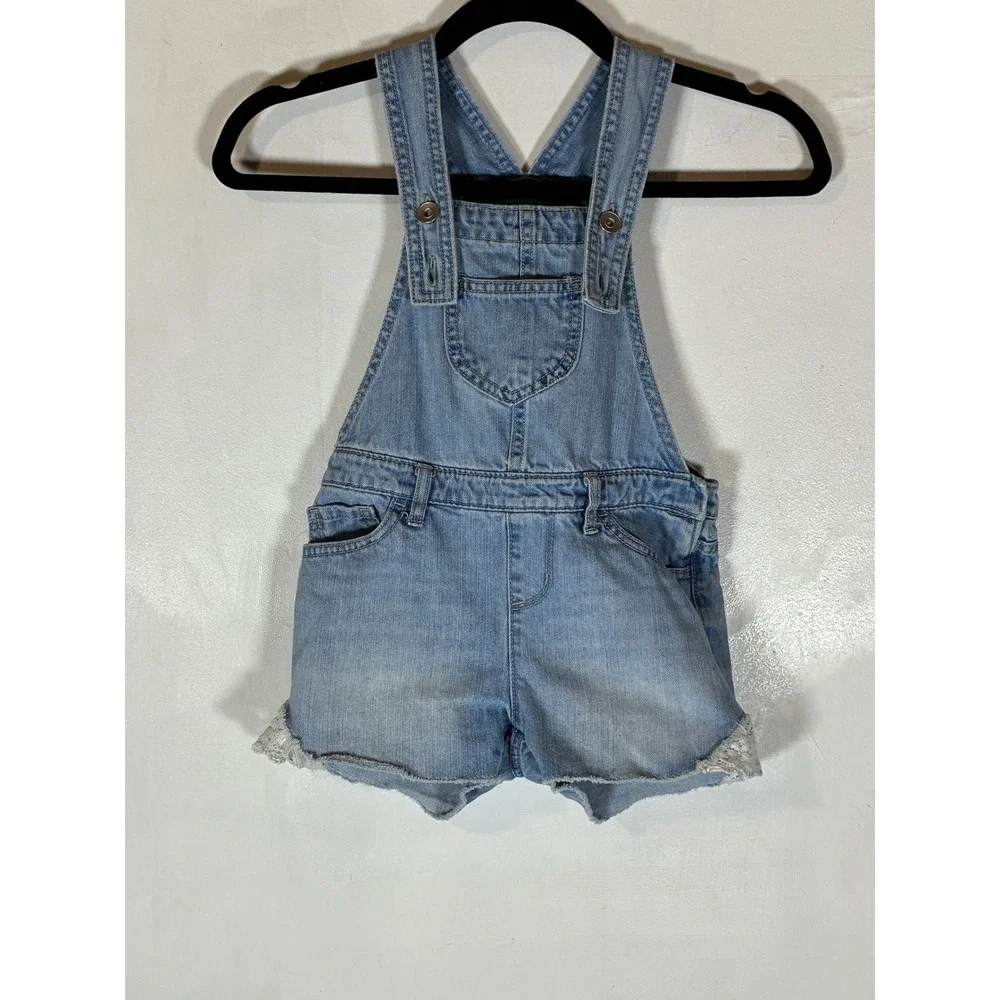 The Children's Place Girls 6 Denim Lace Trim Shortalls Cottagecore Overalls
